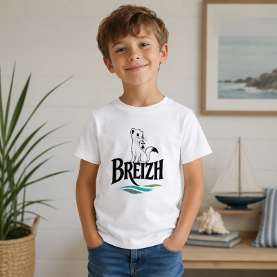 T-shirt enfant Hermine blanc « Breizh » en coton biologique