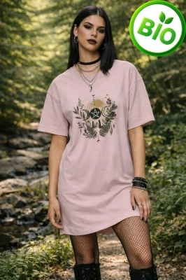 Feuilles lunaires – Robe T‑shirt naturelle et mystique