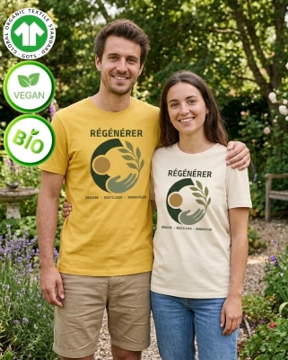 T-shirt Bio « Régénérer » – Réduire, Réutiliser, Renouveler