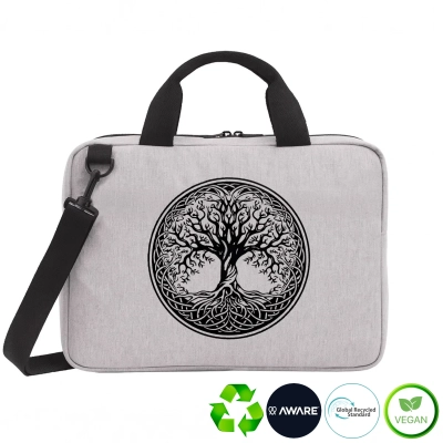 Sacoche pour ordinateur portable 15" en coton recyclé écologique - Arbre de vie celtique